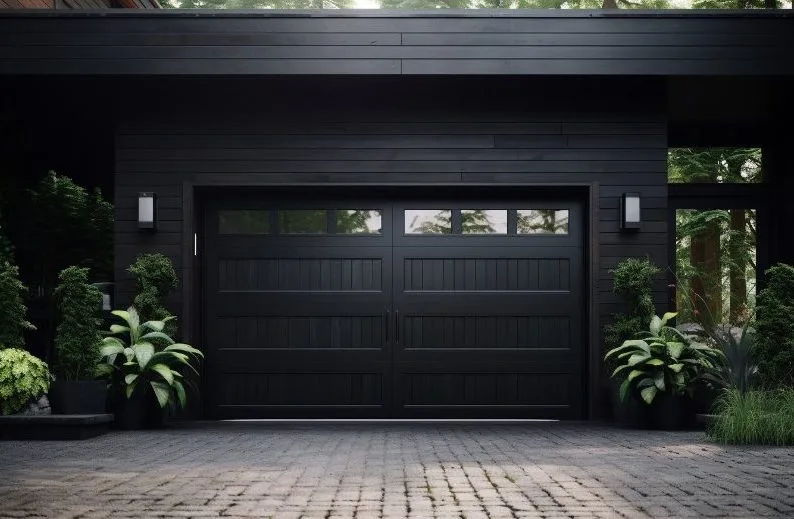 black garage door